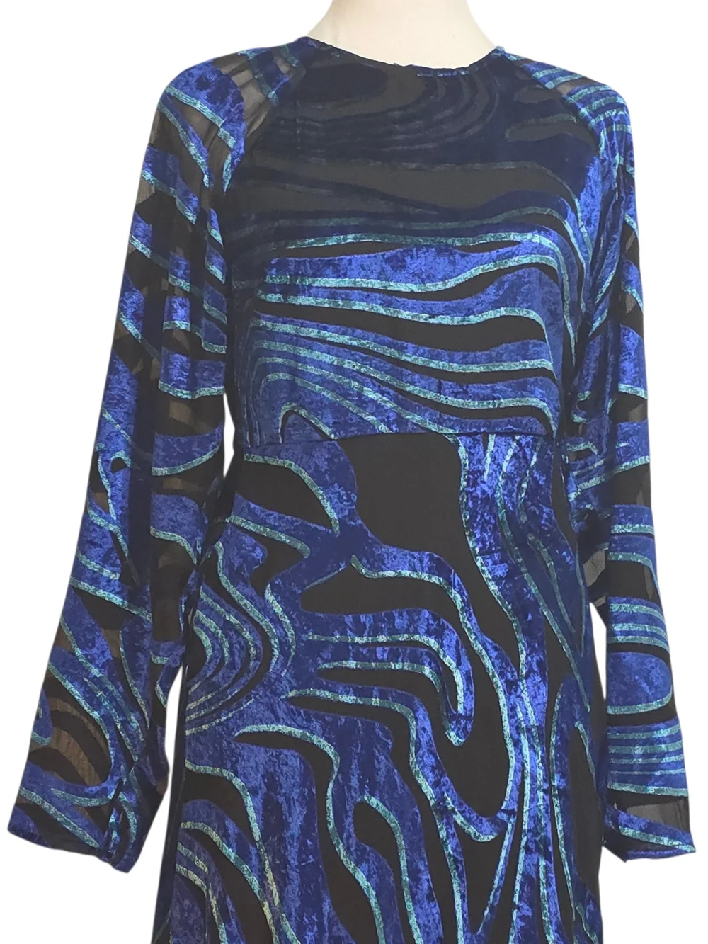 NWT Karen Millen Petite Blue Velvet Burnout Maxi Dress UK 10 US 6 Formal - Picture 3 of 14